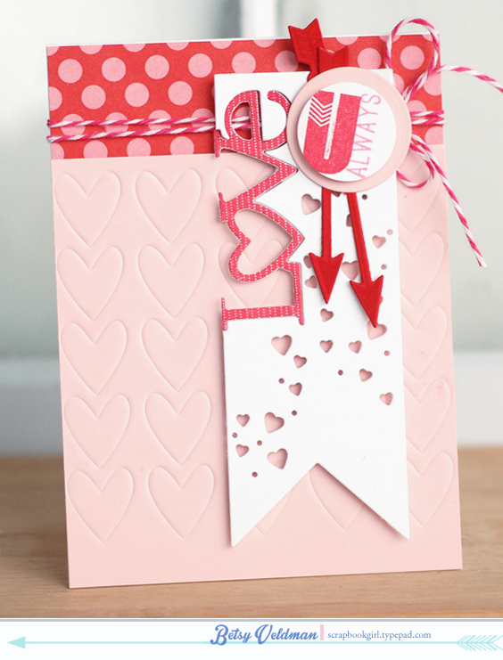 stamps: wonderful words: love, live, love, life, cupids arrow<br />
ink:  pure poppy, hibiscus...