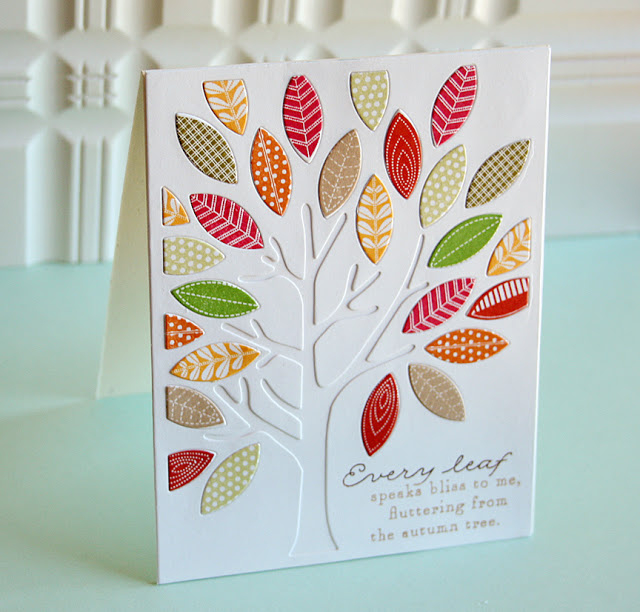 Every Leaf card:<br />
STAMPS: Mighty Oak<br />
INK: Classic Kraft, Dark Chocolate, Spring...