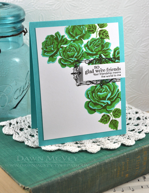Paper: stamper&#039;s select white, hawaiian shores<br />
Stamps: Boutique Borders: Friends,...