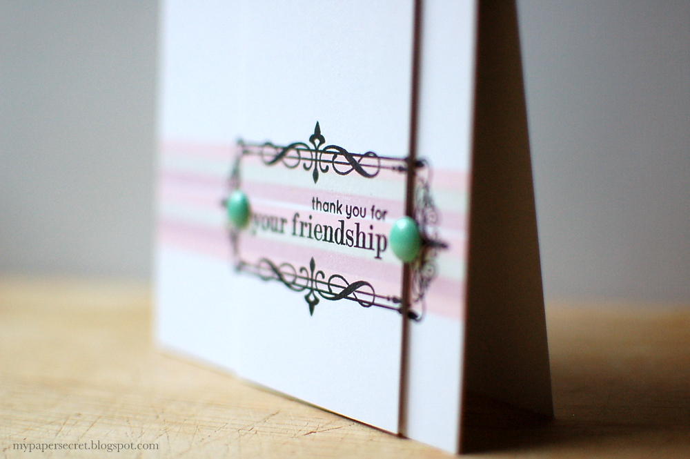 Cardstock: white<br />
Stamps: Boutique Borders: Friends, Faux Ribbon<br />
Ink: sweet blush,...