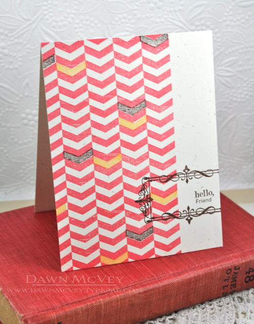 Paper: rustic cream<br />
Stamps: Boutique Borders: Friends, Background Basics: Diagonals,...