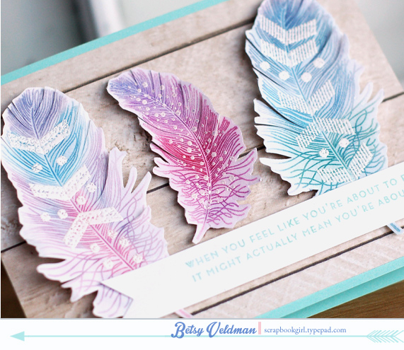stamps: feather finery, bb: diagonals additions<br />
ink:  aqua mist, versamark<br />...