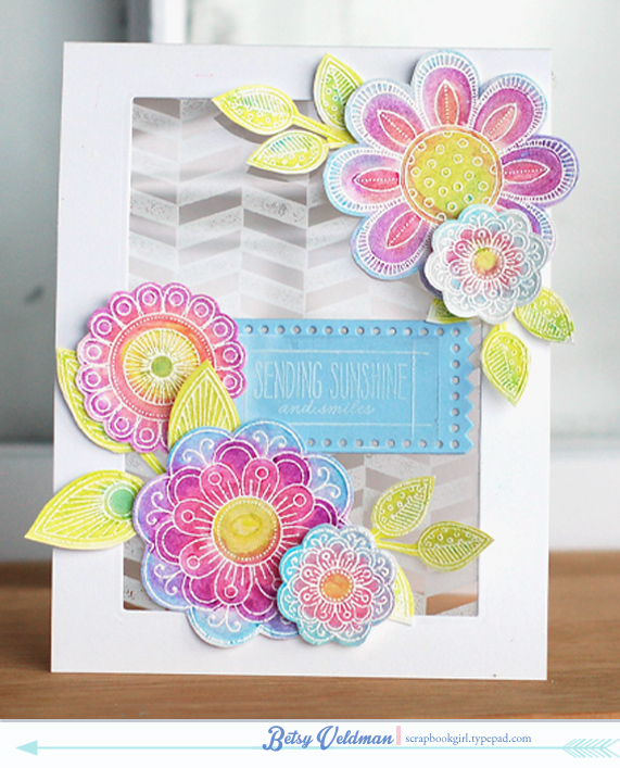 stamps:  doodlie-do, background basics: diagonals<br />
ink:  versamark, staz on white<br />...