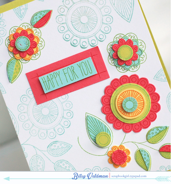 stamps:  doodlie-do<br />
ink:  pure poppy, aqua mist, new leaf, hawaiian shores, orange...