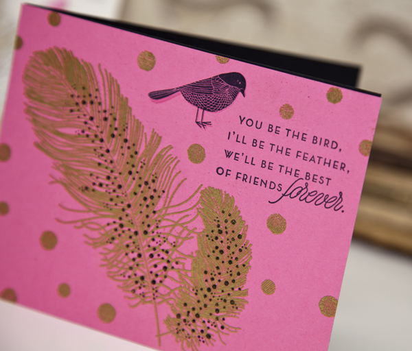 Supplies<br />
 <br />
Stamps: Feather Finer<br />
Ink: Versamark, True Black, Hibiscus...