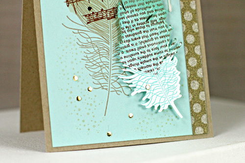 Stamps: Feather Finery, BB: Text Style, BB: Sheet Music<br />
Dies: Feather Finery, Harvest...