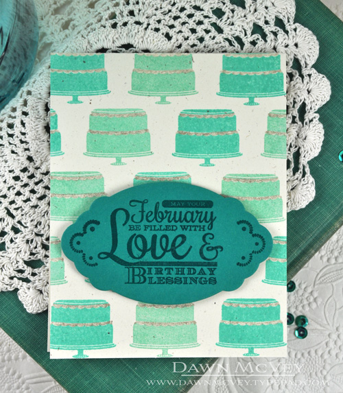Paper: rustic cream, tropical teal<br />
Stamps: Birthday Classics: February, Foodie Fun, Mat...