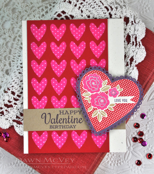 Paper: rustic cream, kraft, pure poppy, plum pudding, raspberry fizz bitty dot<br />
Stamps:...