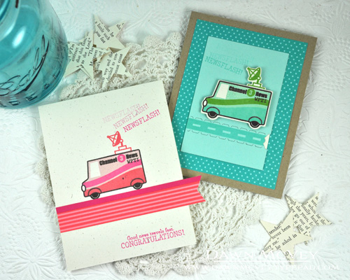 Paper: rustic cream, raspberry fizz, berry sorbet stripe<br />
Stamps: Special Delivery,...