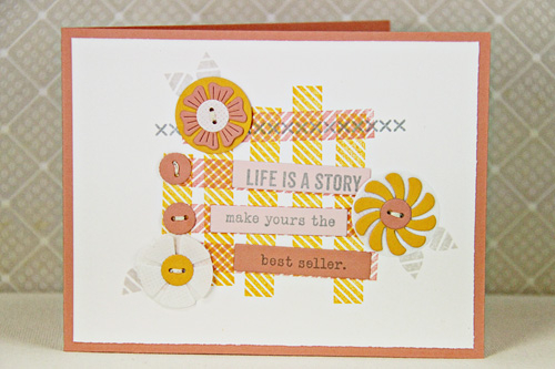 Stamps: Building Blocks, Sew Simple Borders, Be Happy<br />
Dies: Building Blocks, Button...