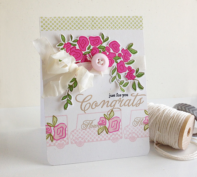 STAMPS: Special Delivery, Garden Grace, Congrats All Ways<br />
INK: Sweet Blush, Raspberry...