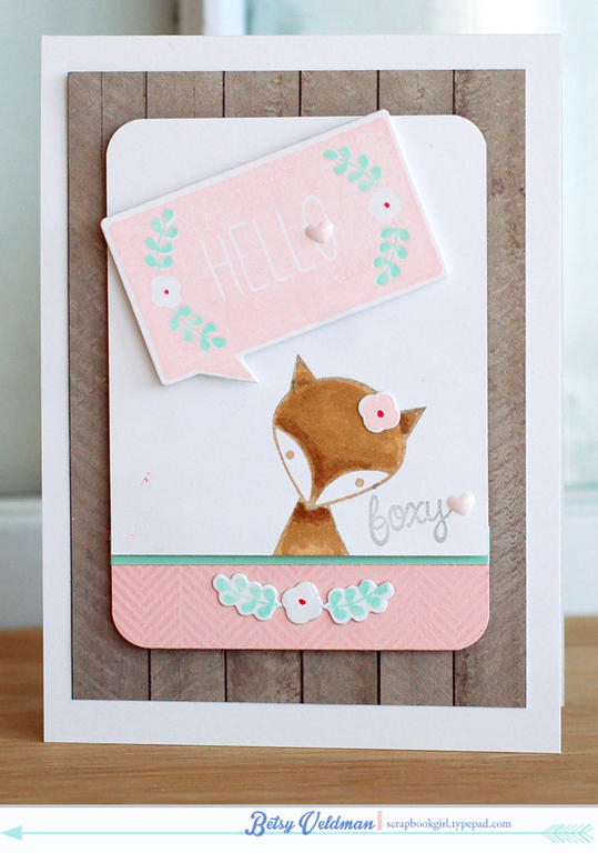 stamps: sweet speech, hello foxy<br />
ink: classic kraft, pink, mint (non PTI)<br />...