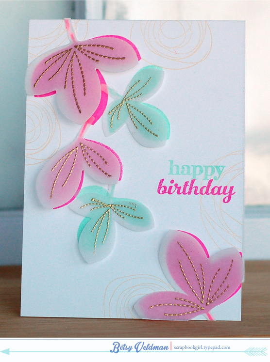 stamps: leave it be, keep it simple: birthday, circle scribbles<br />
ink: raspberry fizz, fine...