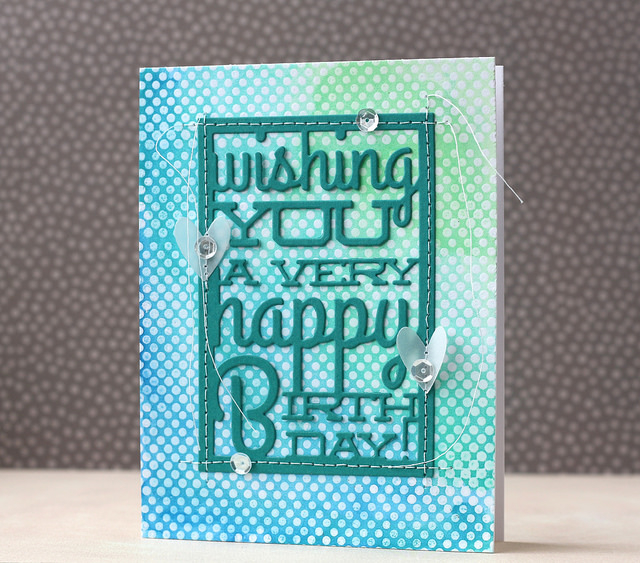cardstock: stamper&#039;s select white, tropical teal<br />
ink: versamark<br />
stamps: polka...
