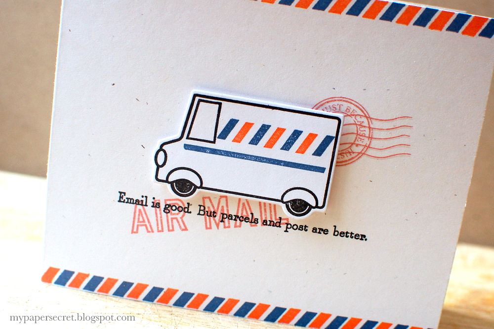 Cardstock: rustic white<br />
Stamps: Special Delivery, Postmarks<br />
Ink: orange zest,...