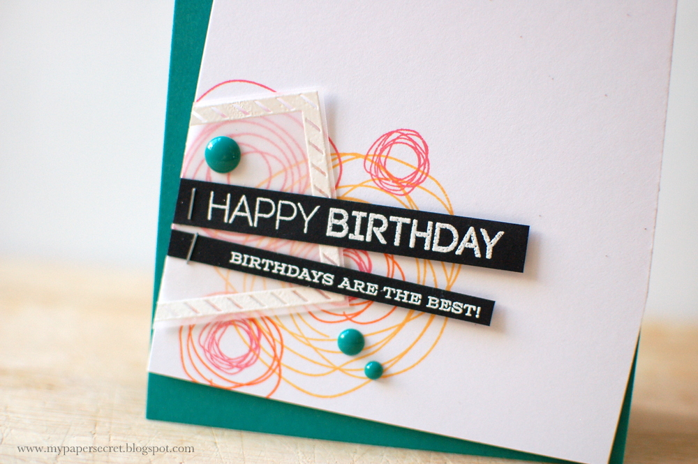 Cardstock: white, black, tropical teal<br />
Specialty paper: vellum<br />
Stamps: Circle...
