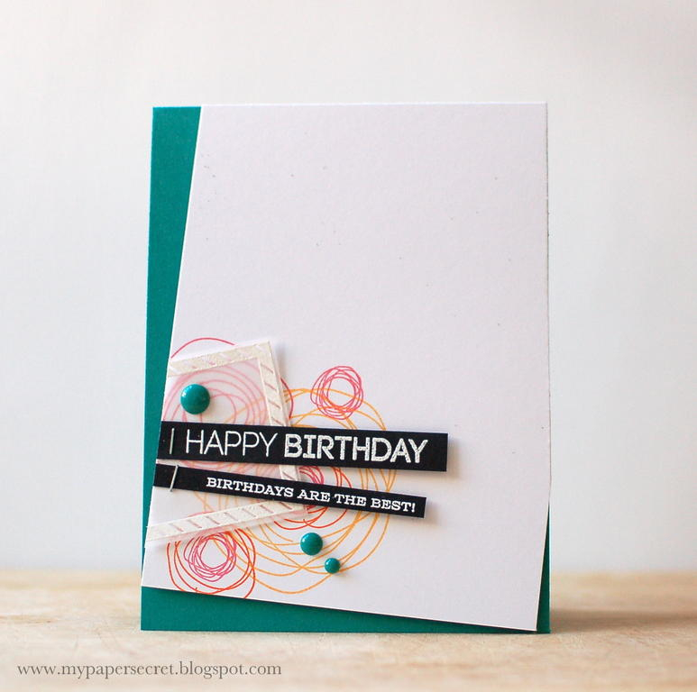 Cardstock: white, black, tropical teal<br />
Specialty paper: vellum<br />
Stamps: Circle...
