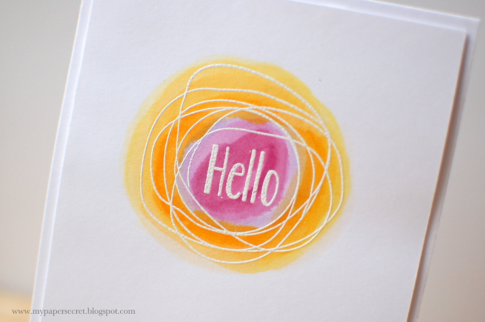 Cardstock: white<br />
Stamps: Circle Scribbles Mini Blooms<br />
Ink: Versamark<br />
Other:...
