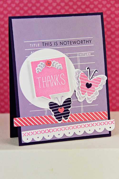 Stamps: Sweet Speech, Be Happy, Monthly Moments: Library Card, <br />
<br />
Sew Simple...