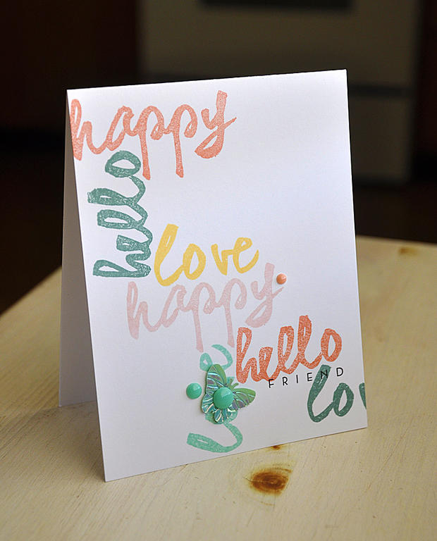 Stamps: Wet Paint<br />
Ink: Sweet Blush, Melon Berry, Ocean Tides, Aqua Mist, Harvest Gold...