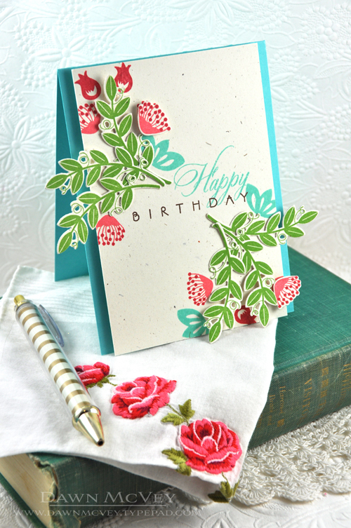 Paper: rustic cream, hawaiian shores<br />
Stamps: Embellished Elegance<br />
Ink: dark...