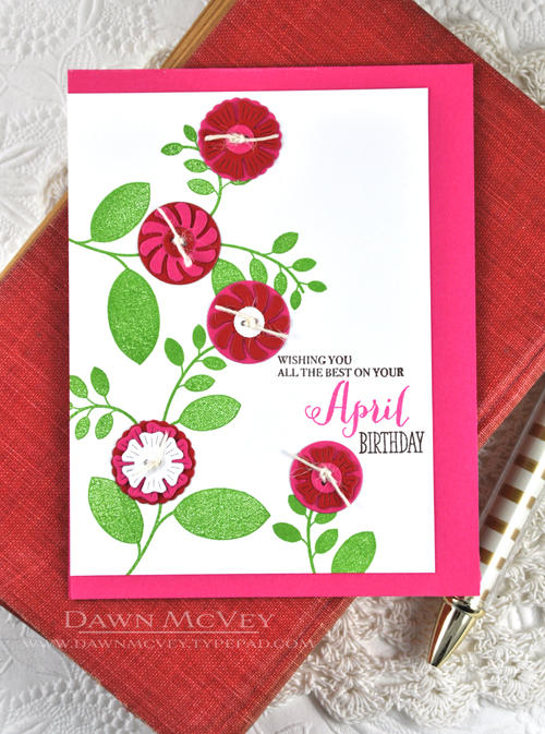 Paper: stamper&#039;s select white, raspberry fizz, pure poppy<br />
Stamps: Birthday Classics:...