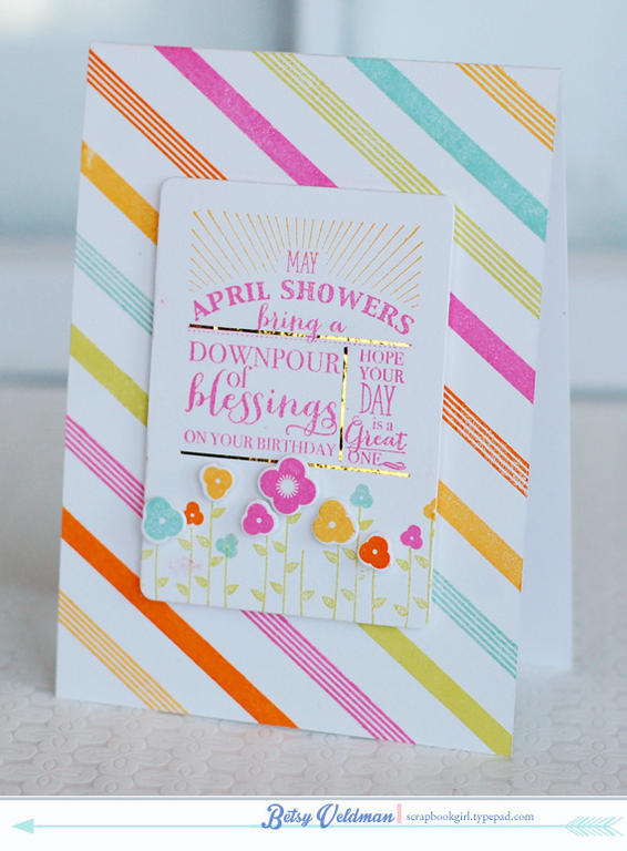 stamps: birthday classics: april, just smile, bb: super stripes<br />
ink: hibiscus burst, aqua...