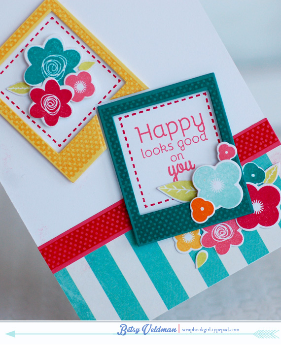 stamps: just smile<br />
ink: berry sorbet, pure poppy, tropical teal, summer sunrise, aqua...