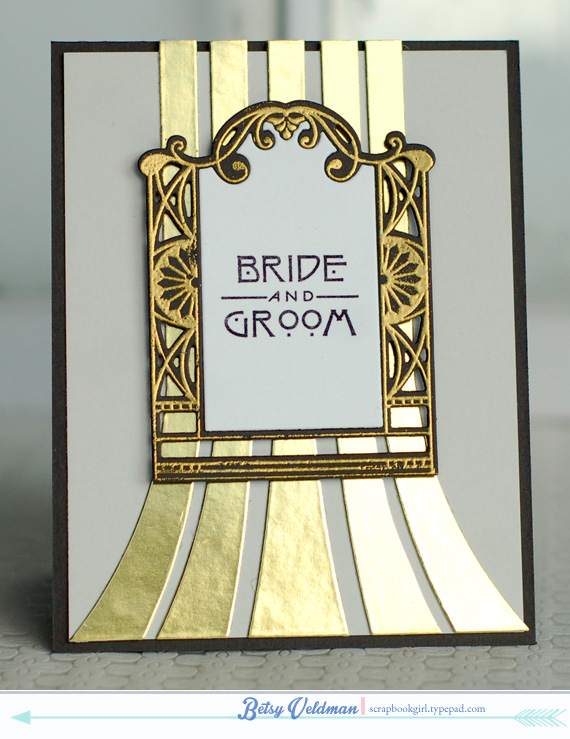 stamps: gatsby glamour<br />
ink: versamark, true black<br />
cardstock: soft stone, smokey...