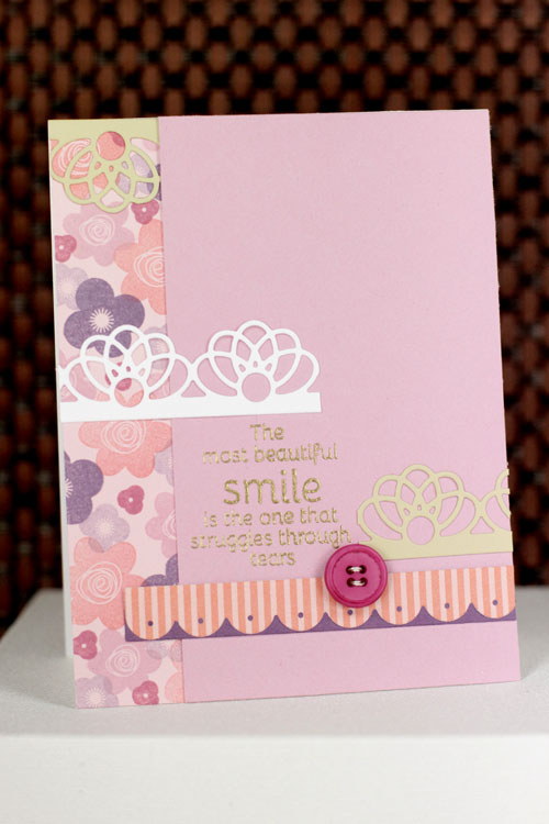 Stamps: Just Smile<br />
Cardstock: Soft Blush, Lavender Moon, Stamper&#039;s Select White, <br...