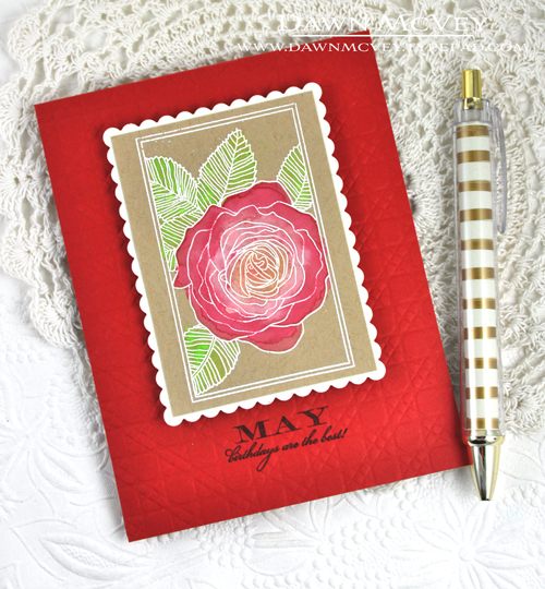 Paper: stamper&#039;s select white, kraft, pure poppy<br />
Stamps: Botanical Blocks, Birthday...