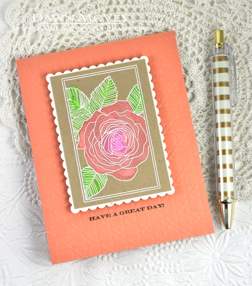 Paper: stamper&#039;s select white, kraft, melon berry<br />
Stamps: Botanical Blocks, Birthday...