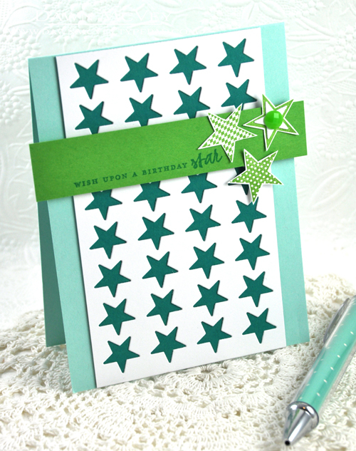 Paper: stamper&#039;s select white, aqua mist, tropical teal, new leaf<br />
Stamps: Simple...