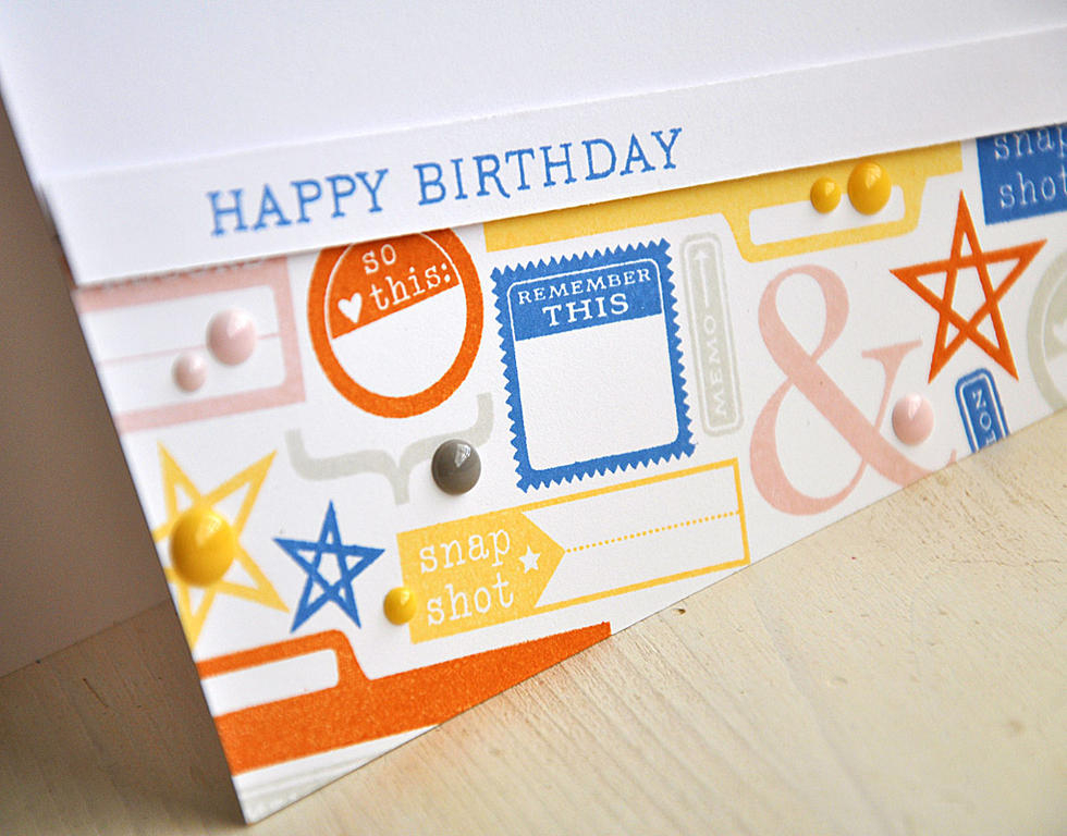 Hand Stamped Happy Birthday Card Detail