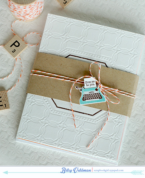 stamps: desktop design, luxe letterpress kit<br />
ink: smokey shadow, hawaiian shores, berry...