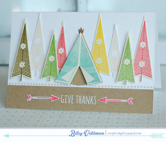 stamps: teepee time<br />
ink:  aqua mist, berry sorbet, new leaf, ripe avocado, fine linen,...