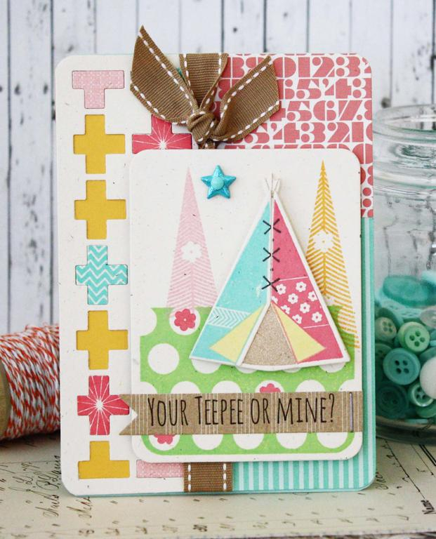 Papertrey Ink Supplies Used:<br />
Stamps:<br />
Teepee Time, Modern Cross Quilt, and Simply...
