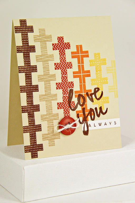 Stamps: Modern Squares, Wet Paint 1 and 2<br />
Ink: Dark Chocolate, Classic Kraft, Terracotta...