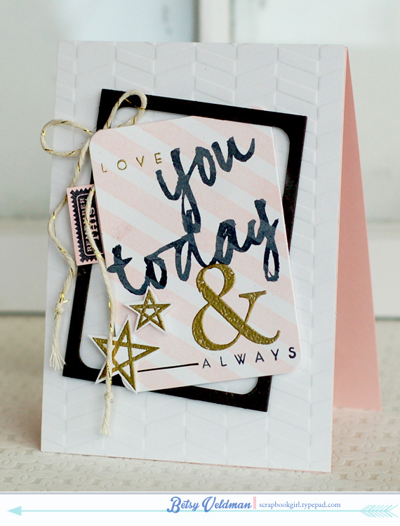 stamps: simply framed, wet paint, wet paint II<br />
ink: true black, versamark, pink pigment...