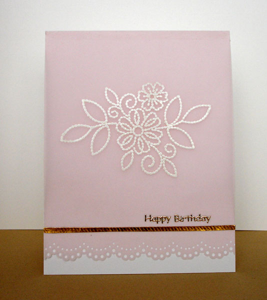 This card is for the Papertrey April Blog Hop Challenge.<br />
<br />
I cut a piece of vellum...