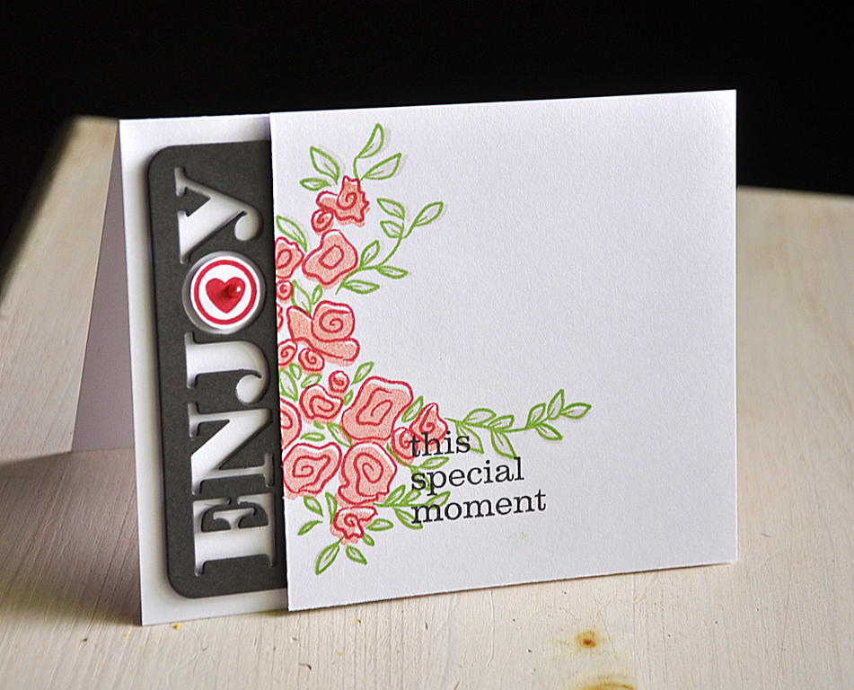 Stamps: Phrase Play #4, Garden Grace and Clip Tips<br />
Ink: pure poppy, melon berry, new...