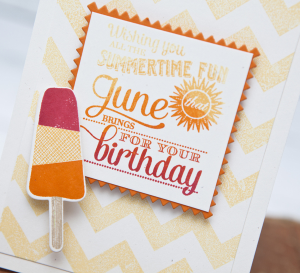 Supplies<br />
<br />
Stamps: Birthday Classics: June, Background Basics: Super Chevrons,...