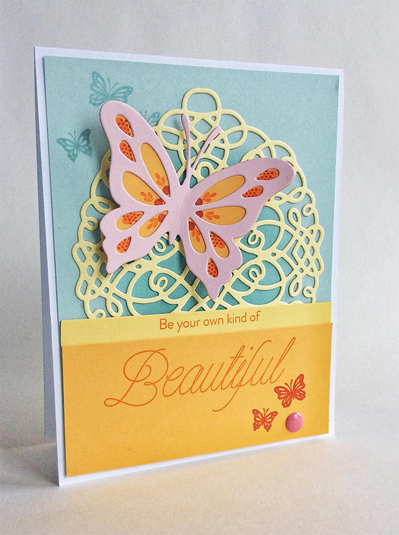 Stamps: Life is Beautiful<br />
Cardstock: Aqua Mist, Soft Blush, Lemon Tart, Harvest Gold,...