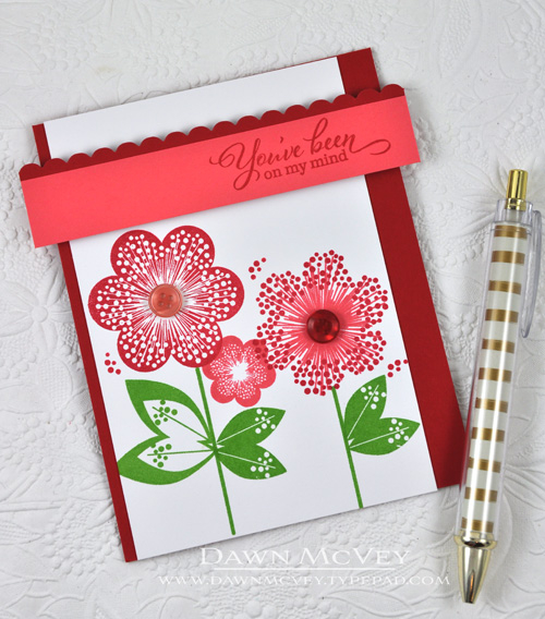 Paper: stamper&#039;s select white, berry sorbet, pure poppy<br />
Stamps: Friendly Flowers<br...
