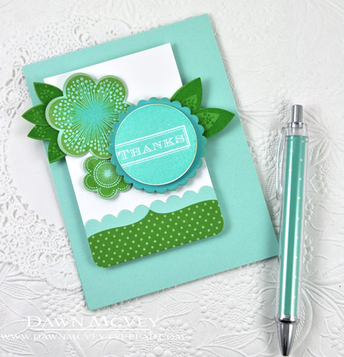 Paper: stamper&#039;s select white, aqua mist, hawaiian shores, new leaf, new leaf bitty dot<br...