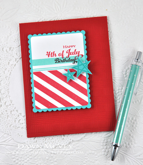 Paper: stamper&#039;s select white, pure poppy, hawaiian shores<br />
Stamps: Birthday...