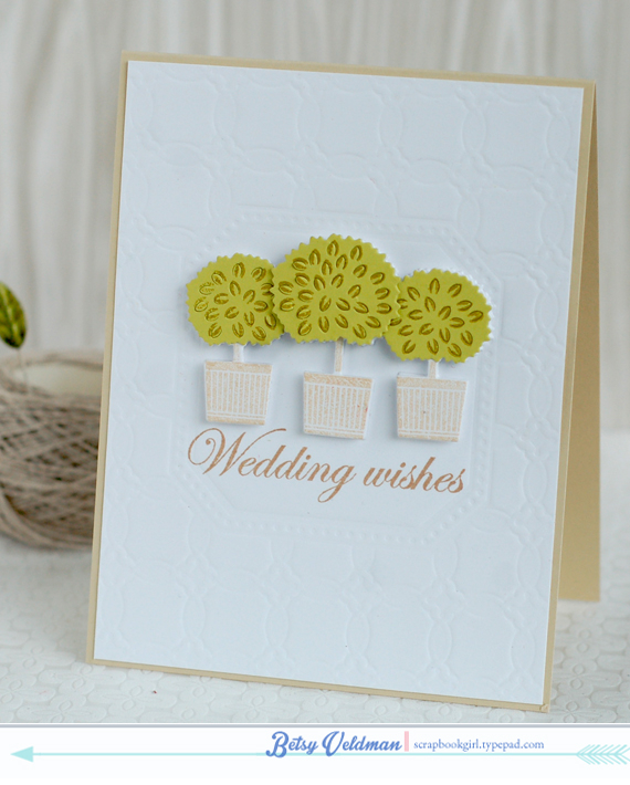 stamps:  keep it simple: wedding, topiary trio<br />
ink: simply chartreuse, fine linen,...
