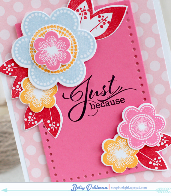 stamps: friendly flowers<br />
ink: spring rain, pure poppy, summer sunrise, hibiscus burst,...