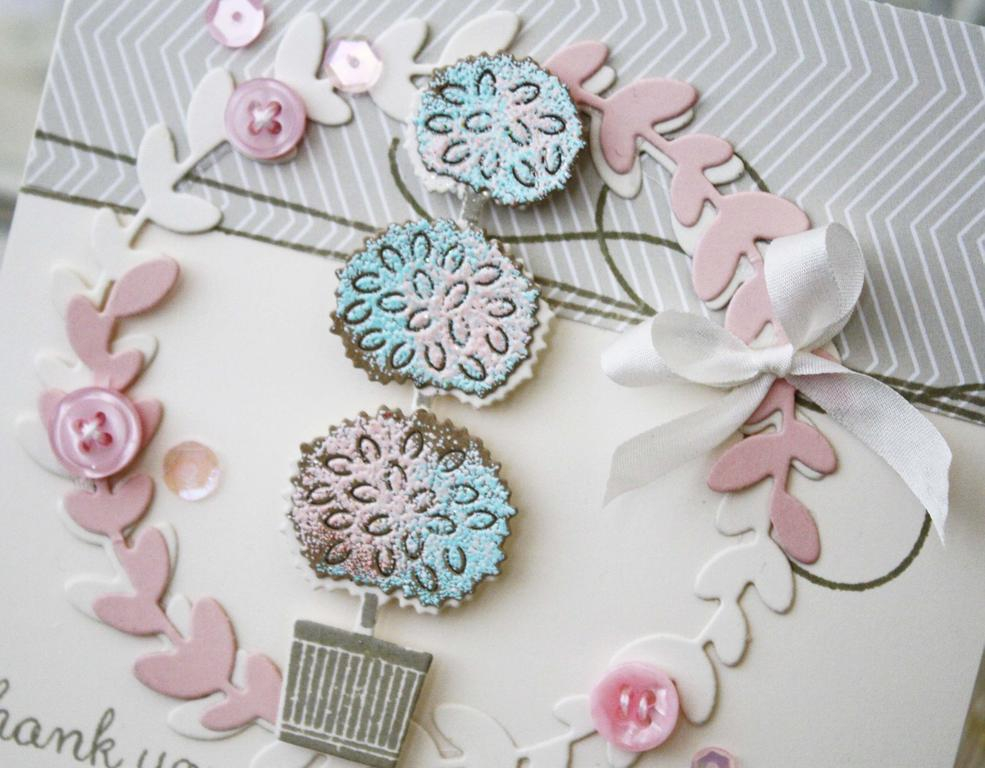 Papertrey Ink Supplies Used:<br />
Stamps:<br />
Topiary Trio, No Strings Attached<br />...