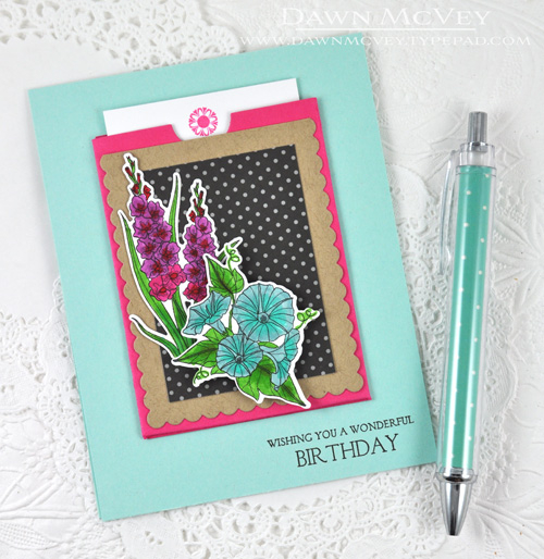 Paper: stamper&#039;s select white, kraft, aqua mist, raspberry fizz, smokey shadow bitty dot<br...